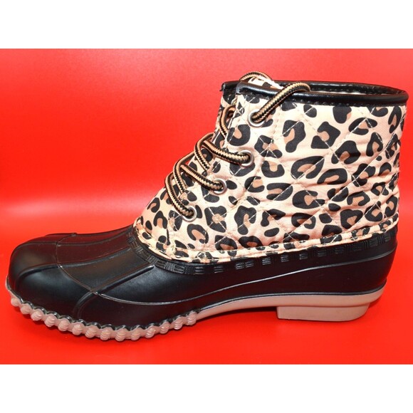 Magellan Outdoors Youth Duck Boots Size 6 Leopard Print Waterproof Winter Rain - Picture 3 of 10
